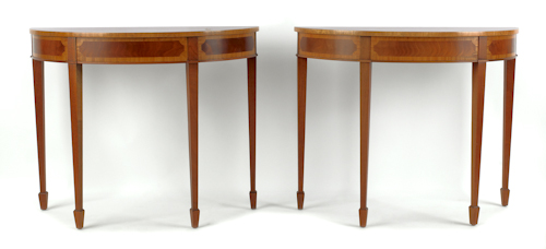 Pair of Hepplewhite style mahogany console