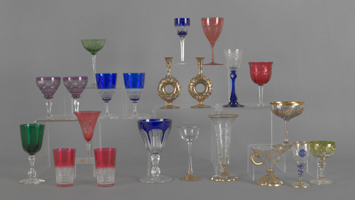 Collection of art glass stemware to