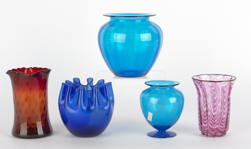 Five pieces of art glass to include