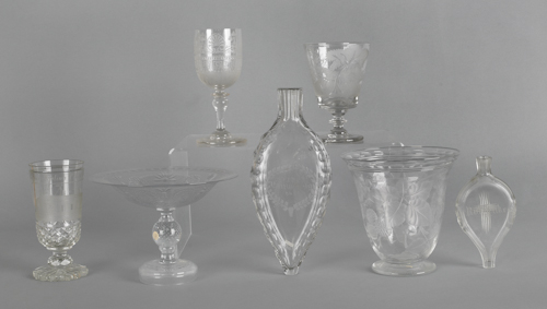 Six pieces of etched colorless 175661
