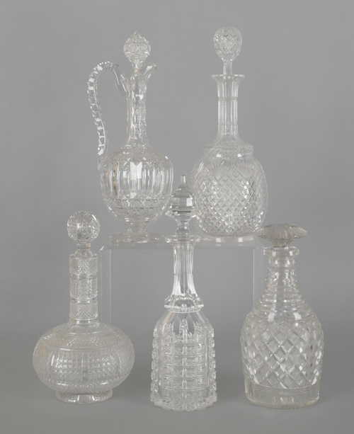 Five colorless glass decanters 175676