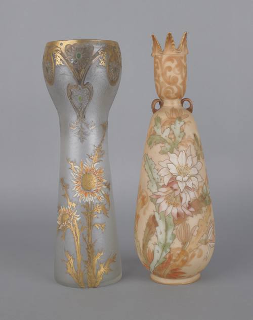 Enameled frosted Art Nouveau vase