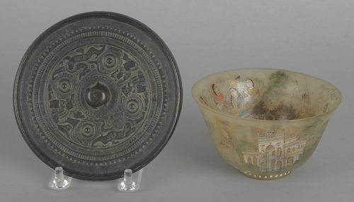 A painted jade cup together with