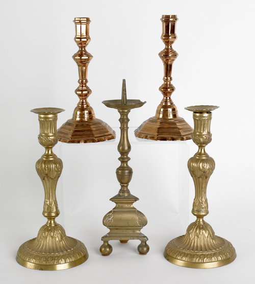 Two pair of brass candlesticks 17569b