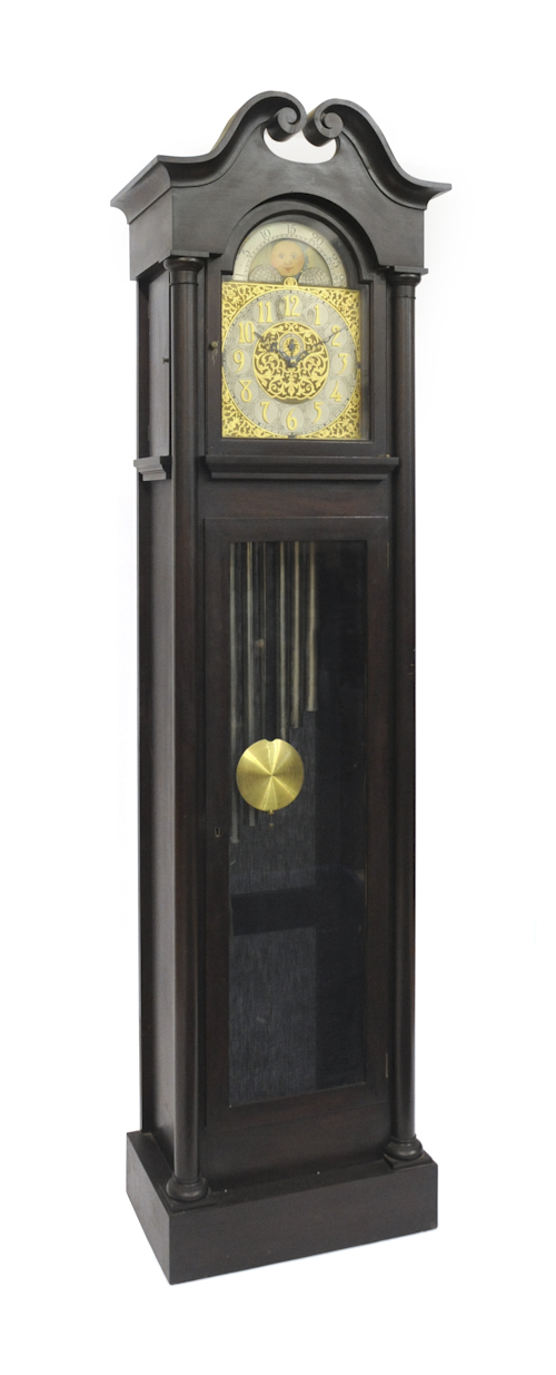 Mahogany tall case clock dated
