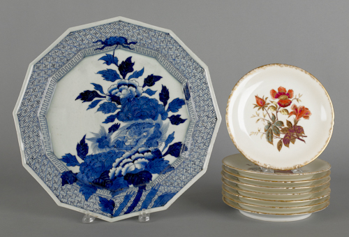 Eight Limoges floral plates 20th c.