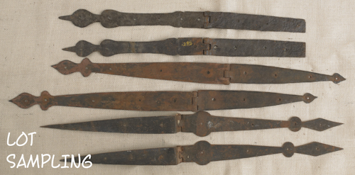 Seven pairs of hand forged iron 175735