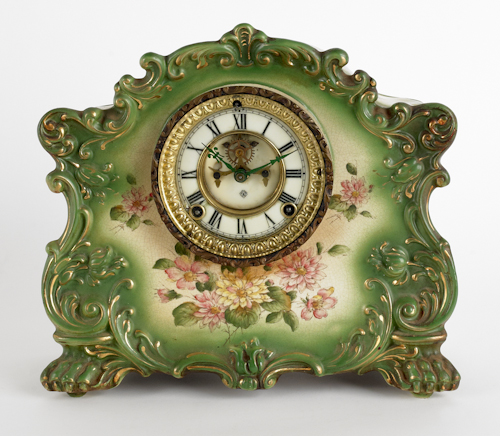 Ansonia Rustic porcelain mantel clock