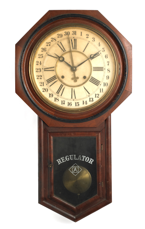 Ansonia walnut regulator clock 17573e