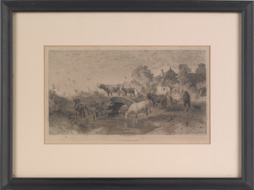 Etching by P. Moran titled The Homeward