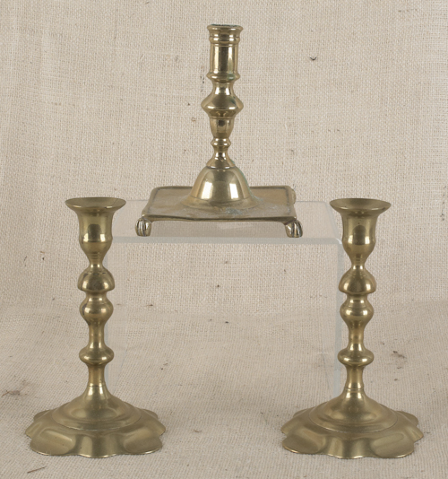 Pair of Queen Anne candlesticks 17578a