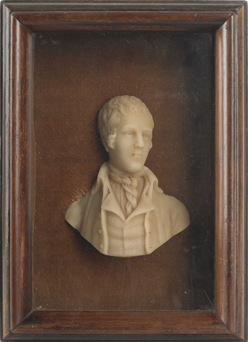 Continental wax bust of a gentleman