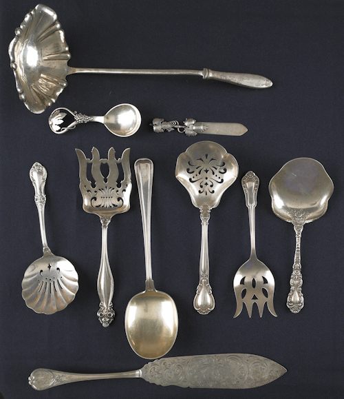 Collection of sterling silver serving