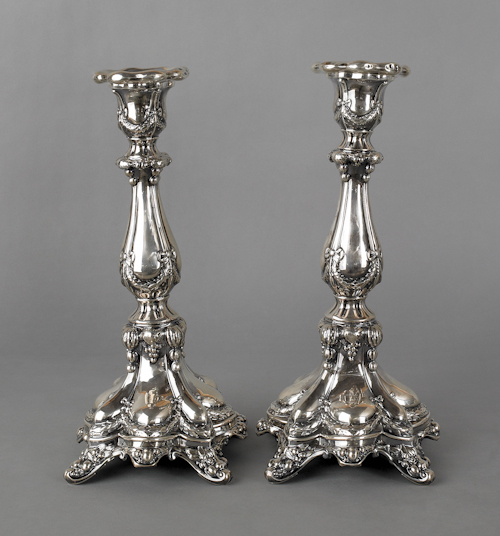 Pair of Continental weighted candlesticks