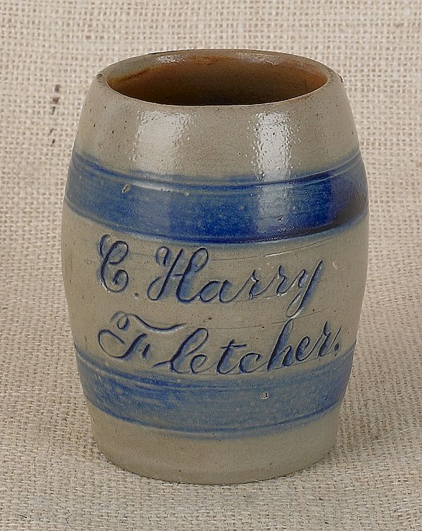 Stoneware mug 19th c inscribed 1757ff