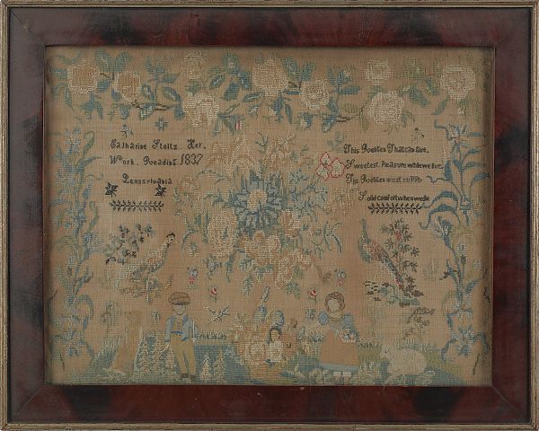 Reading Pennsylvania silk on linen 17586d