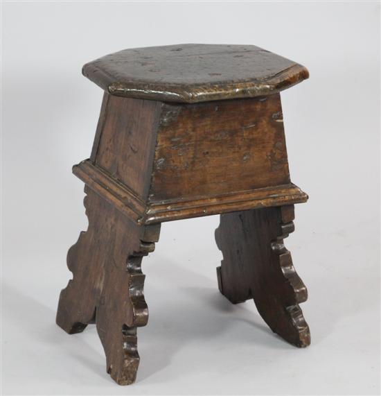 A walnut stool Italian early 17th