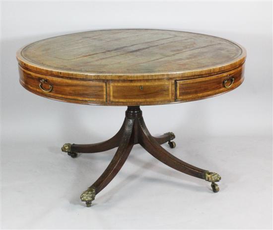 A Regency inlaid mahogany drum 1731c7