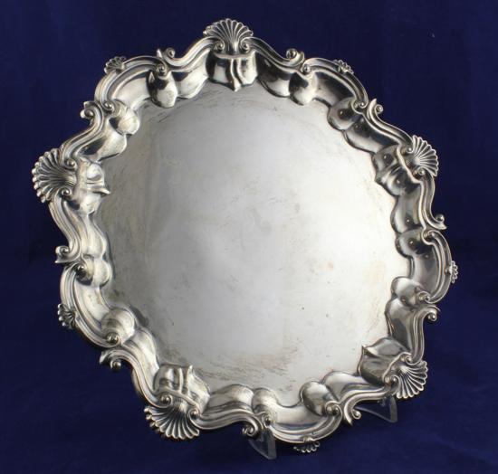 An Edwardian silver salver of shaped
