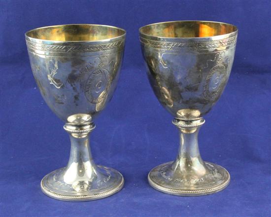 A pair of modern silver goblets