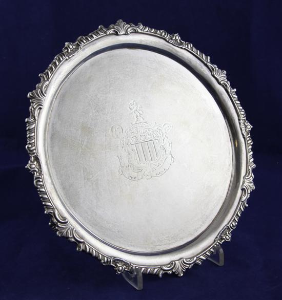 A George III silver salver of circular 1732d1