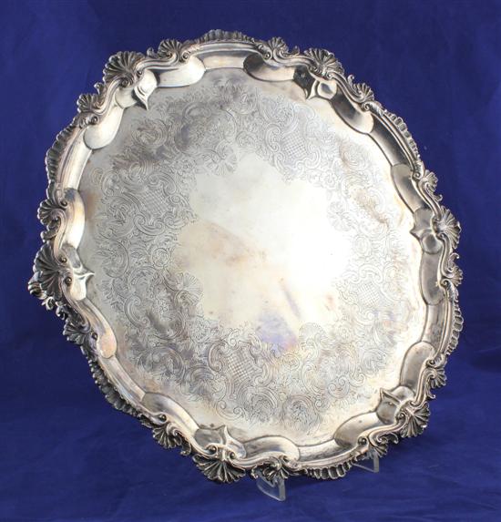 A George III silver salver of shaped 1732de