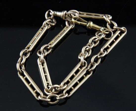 A 10ct gold albert chain with elongated