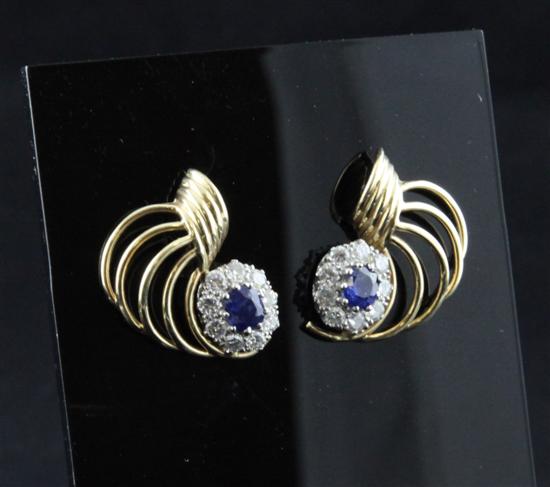 A pair of two colour gold sapphire 173357