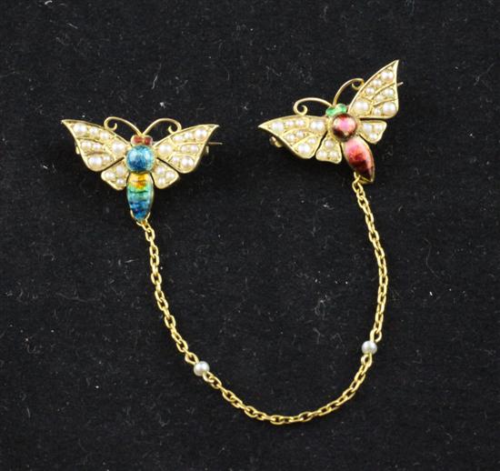 A pair of 15ct gold enamel and 173365