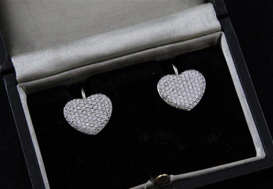 A cased pair of platinum and pave