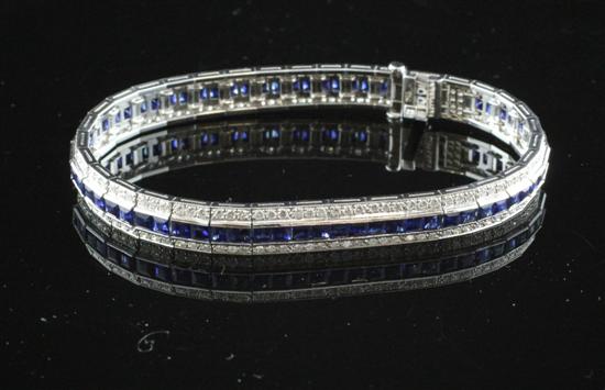 An 18ct white gold sapphire and