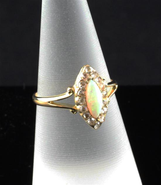 An Edwardian gold white opal and