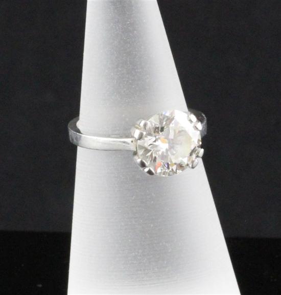 A platinum solitaire diamond ring