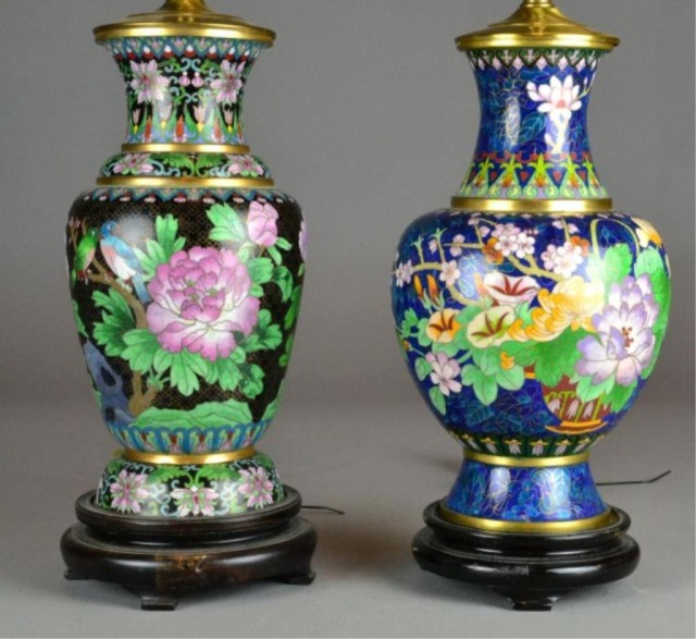  2 CHINESE CLOISONNE TABLE LAMPSIncluding 1734a7