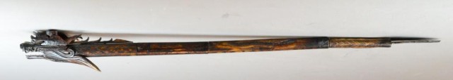 TIBETAN WOODEN PIPE CARVED IN DRAGON 1734a8