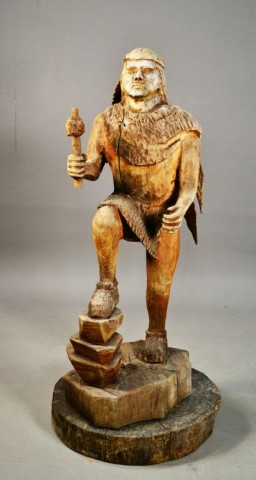 CARVED WOODEN NATIVE AMERICAN INDIANLarge