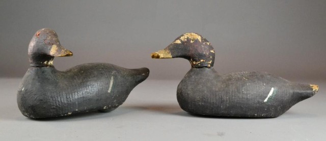 TWO ANTIQUE 'VICTOR' WOODEN DUCK