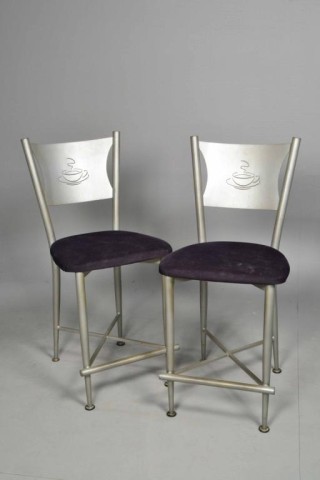  2 CAF STOOLS PAINTED ALUMINUMTwo 17367c