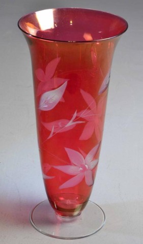 Victorian Etched Cranberry Glass