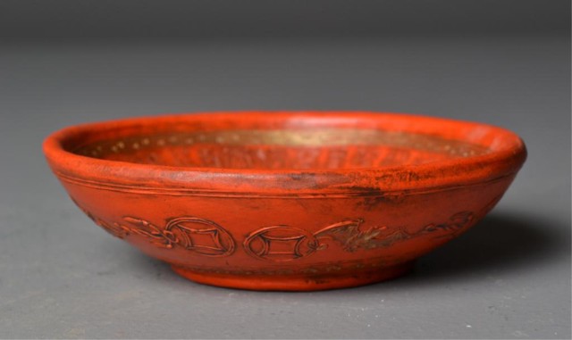 Chinese Orange Ink DishInk dish 1736d5