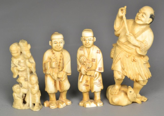  4 Japanese Carved Ivory FiguresProbably 1736e5