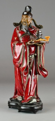 Chinese Red Glazed Pottery Figure 1736f3