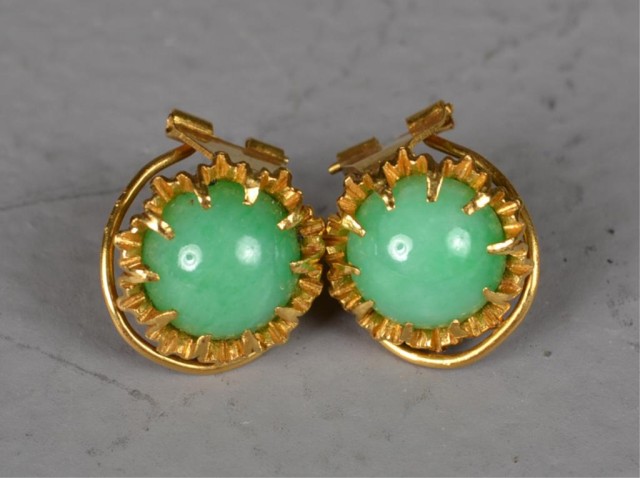 A Fine Pair Of 24Kt Gold Jadeite 173765