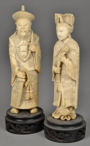 Pair Of Chinese Carved Ivory FiguresFinely