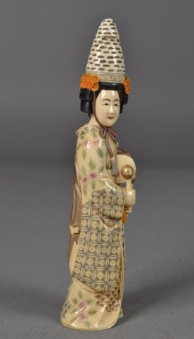 Chinese Carved Ivory Polychrome 17375d