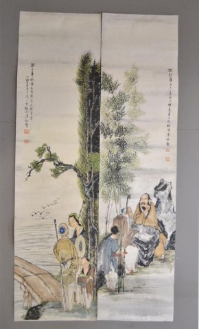 Pair Chinese Painted Scrolls  173774