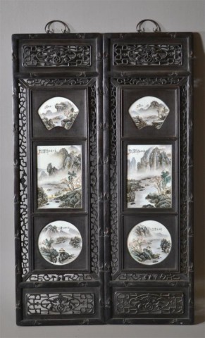 Set Of Two Chinese Carved Hardwood