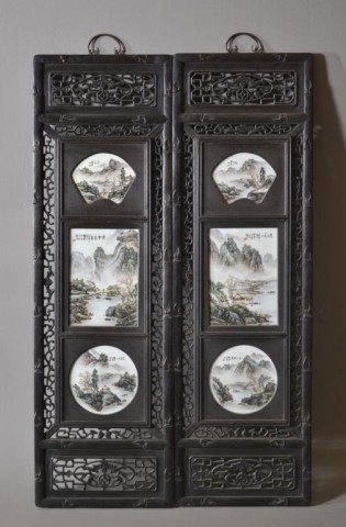 Set Of Two Chinese Carved Hardwood