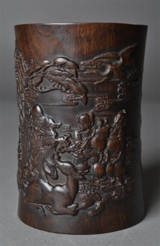 Chinese Finely Carved Huanghuali Brush