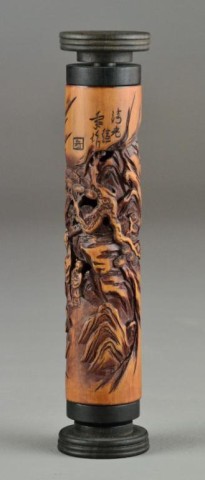 Chinese Qing Carved Bamboo ParfumierFinely 17378e